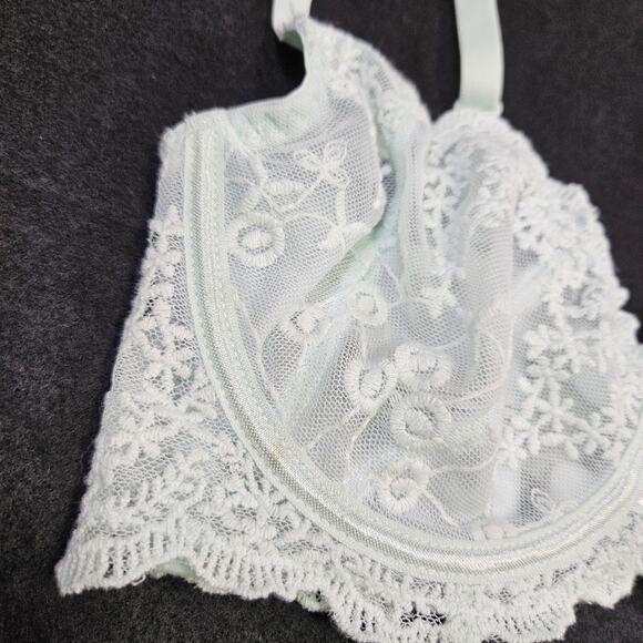 Intimately Free People Daydreamer Bra 32D Lace Underwire Unlined Ice Fog Sheer - Picture 5 of 16